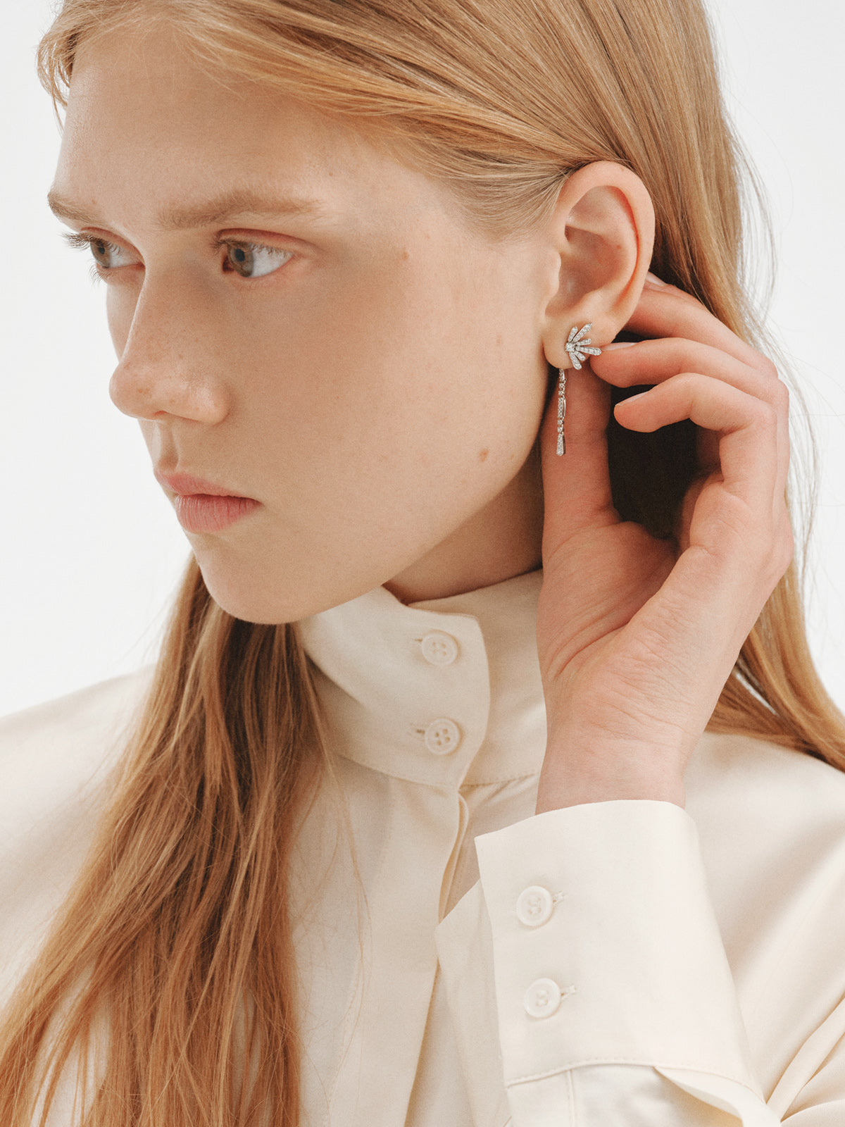 925 silver long earrings with lab grown diamonds