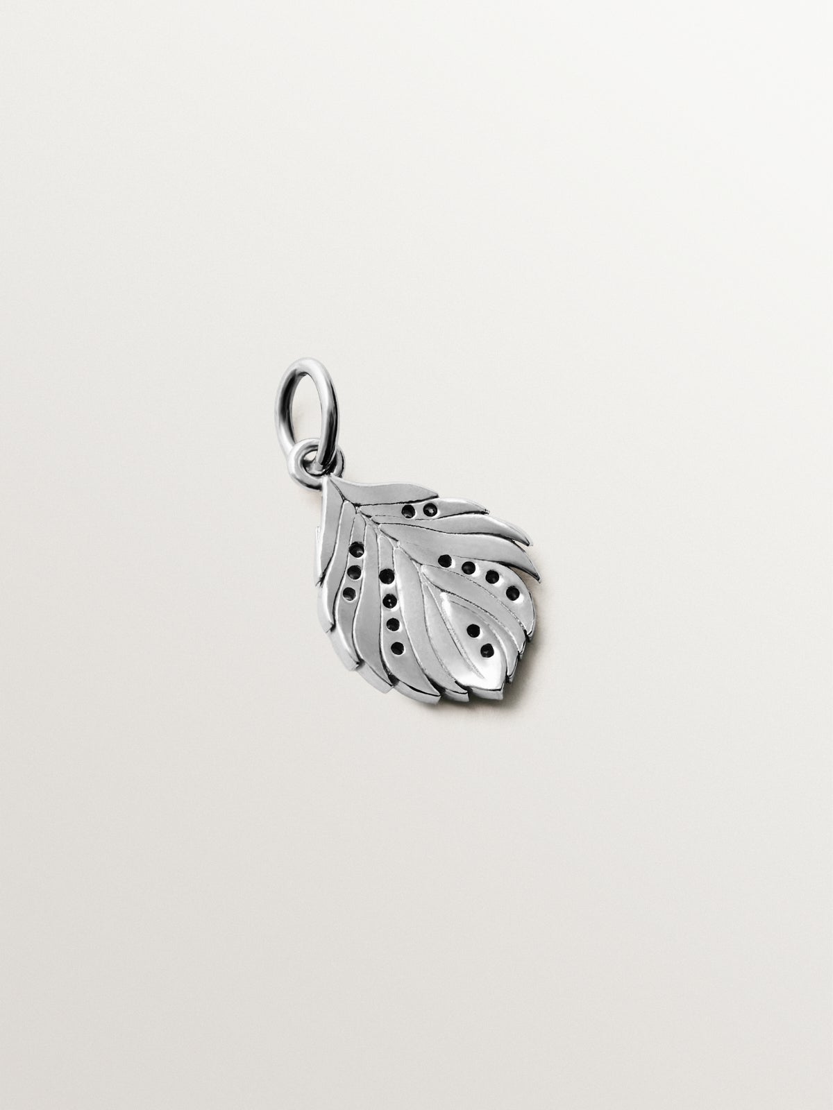925 silver charm with zirconia and leaf shape