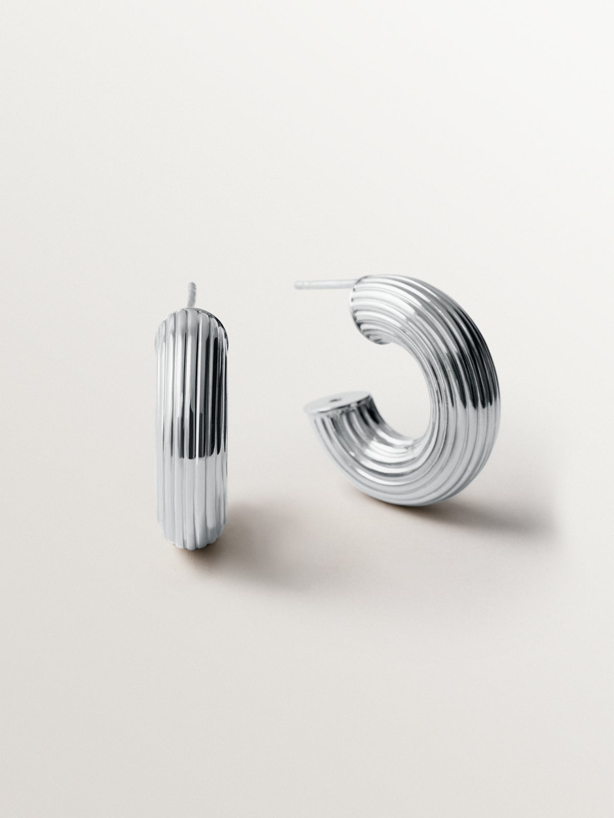 Textured 925 Silver Hoop Earrings