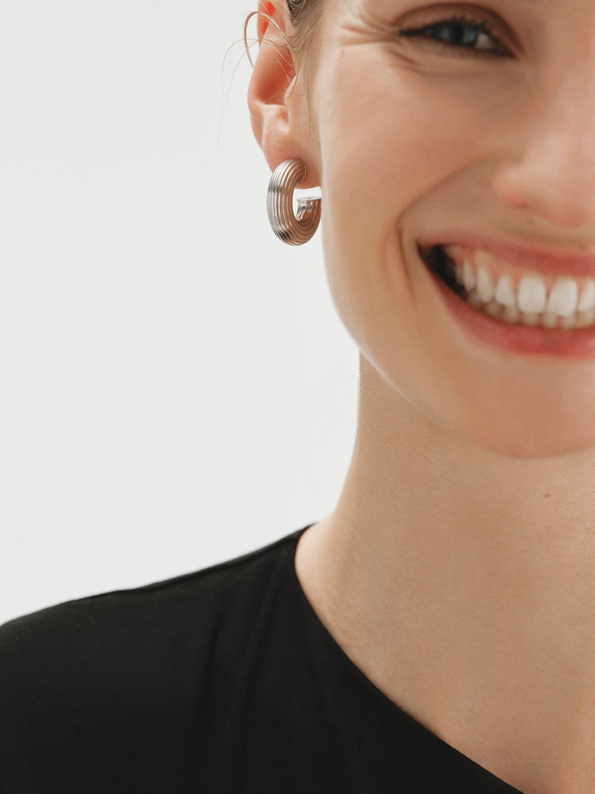 Textured 925 Silver Hoop Earrings