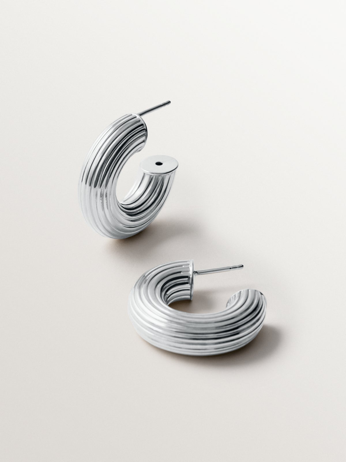 Textured 925 Silver Hoop Earrings