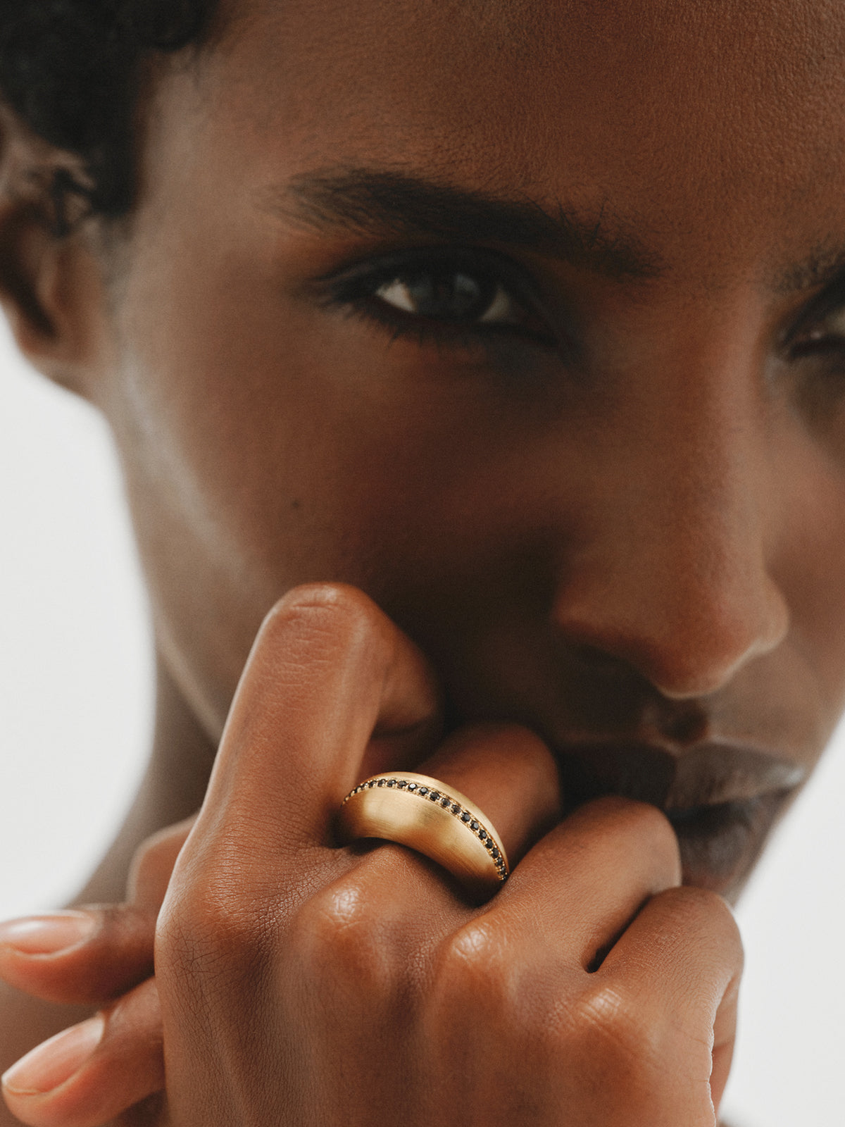 18K yellow gold-plated 925 sterling silver domed ring with brown quartz