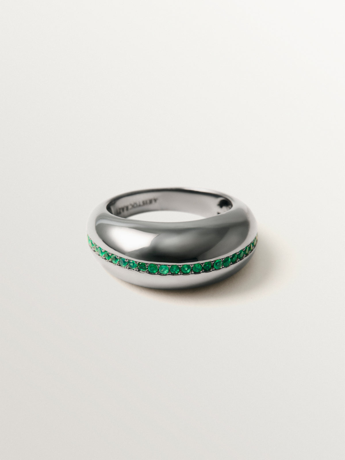 925 sterling silver domed ring with green onyx