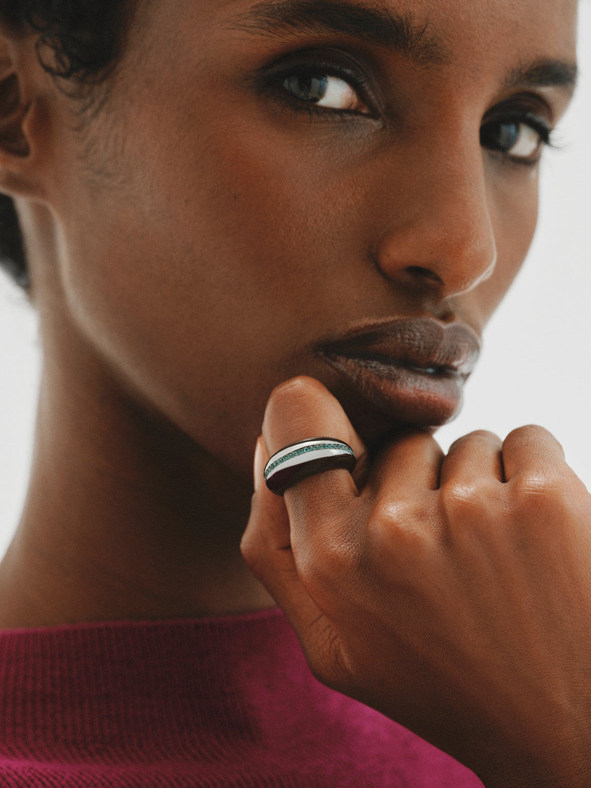 925 sterling silver domed ring with green onyx