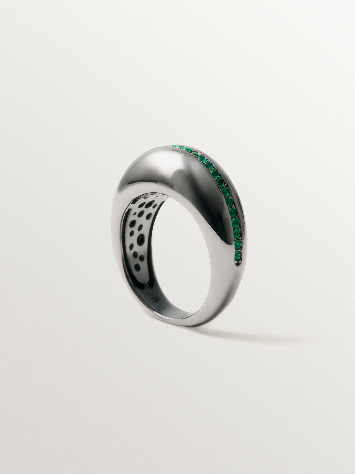 925 sterling silver domed ring with green onyx