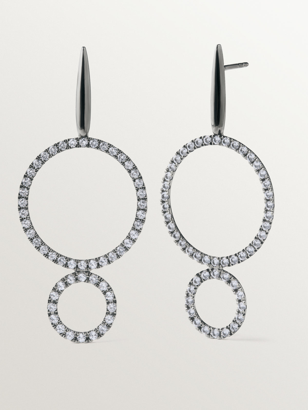 925 silver long earrings with white topaz