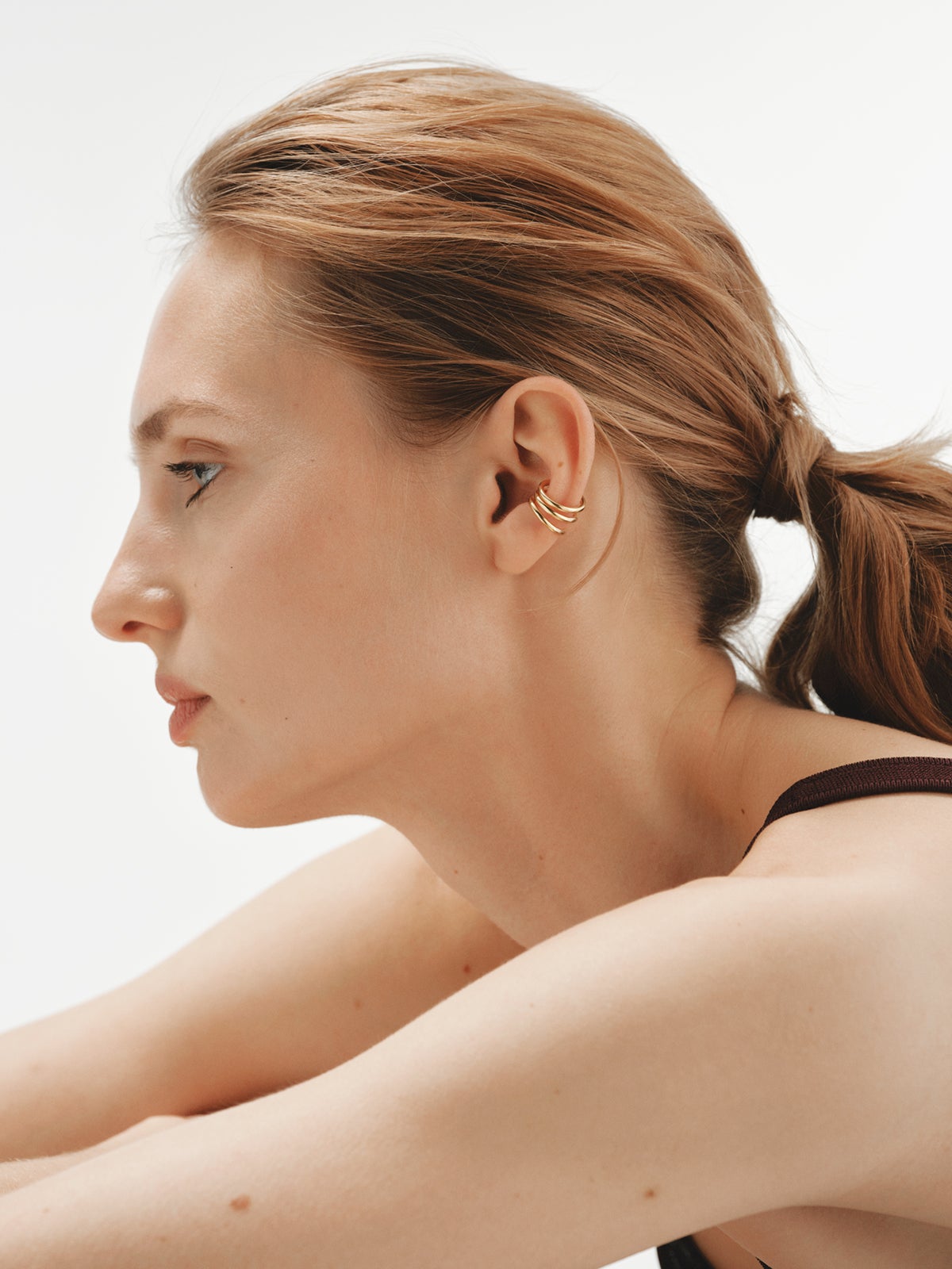 Triple earcuff in 925 silver plated in 18K yellow gold