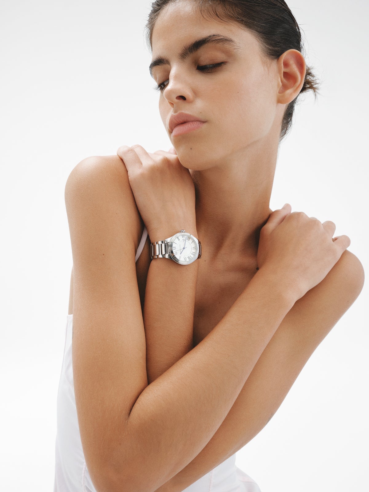 Bastille watch with steel strap and white dial