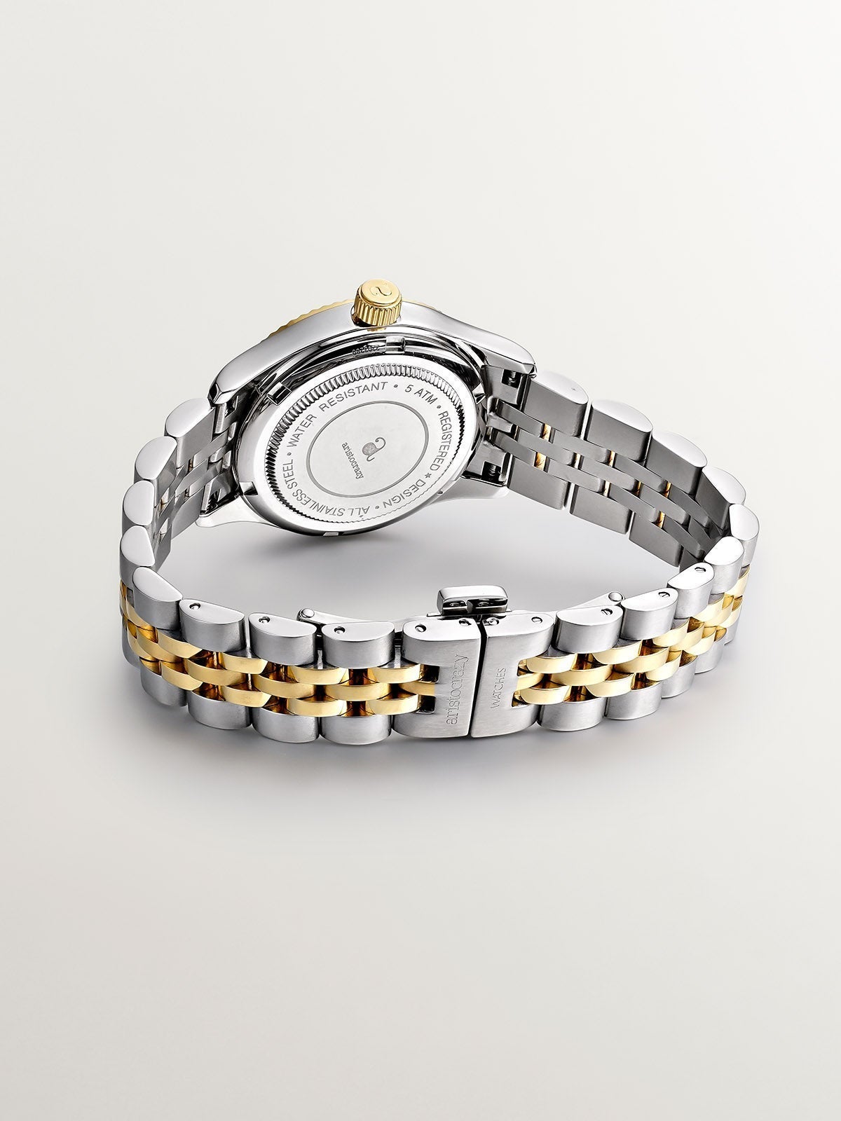 St. Barth Armis Watch with grey and yellow steel strap and grey dial