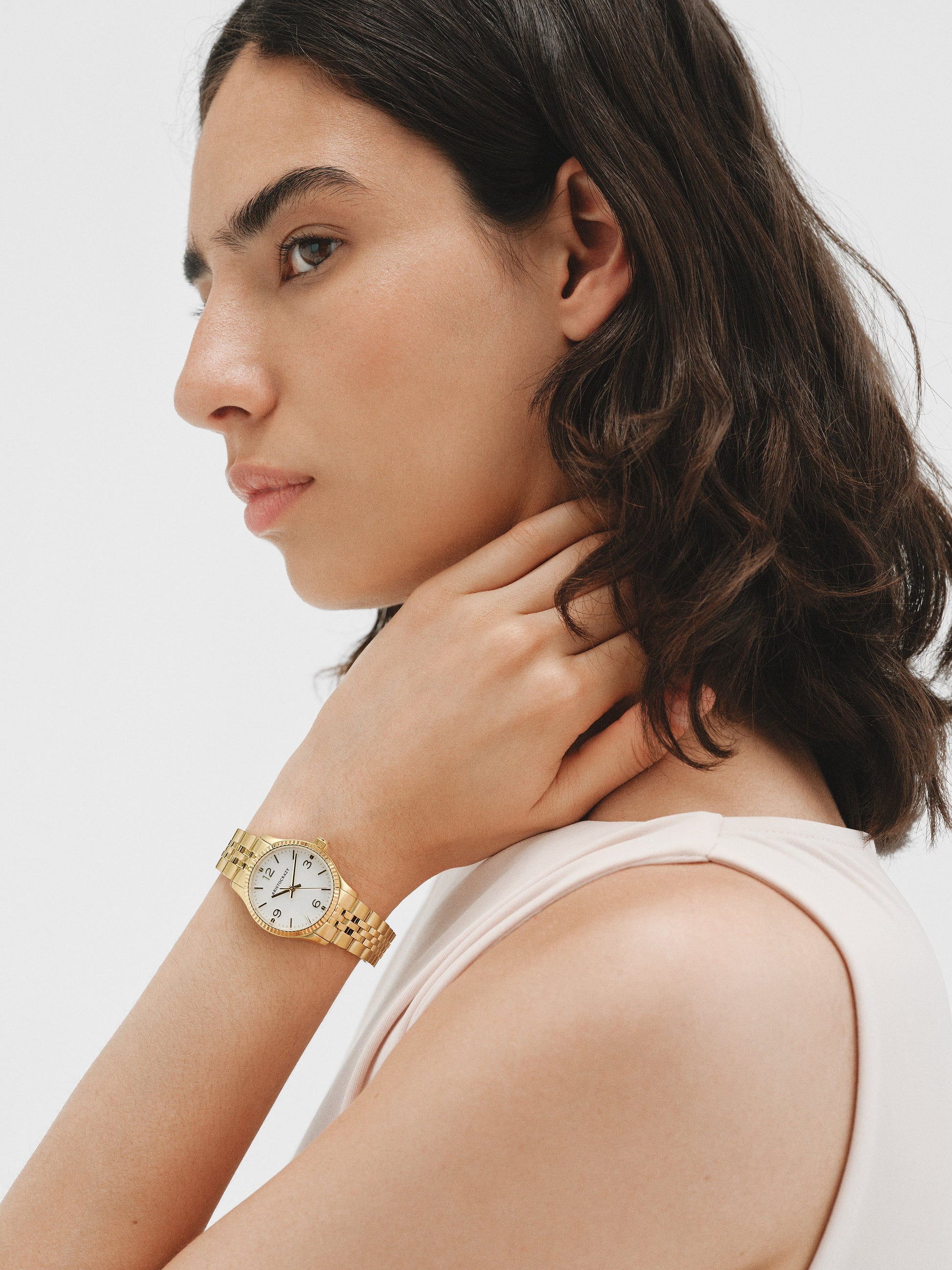 St. Barth Armis watch with yellow steel strap and greyish dial