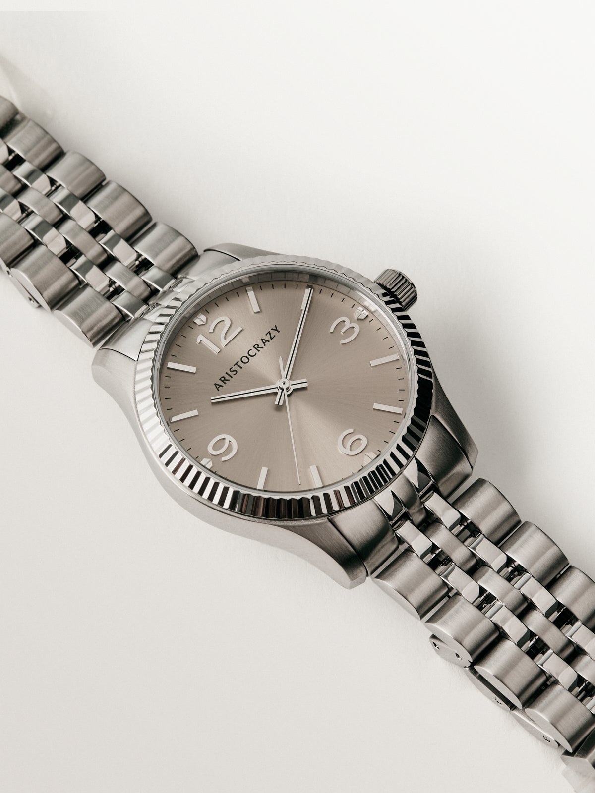 St. Barth Armis watch with grey steel strap and greyish dial