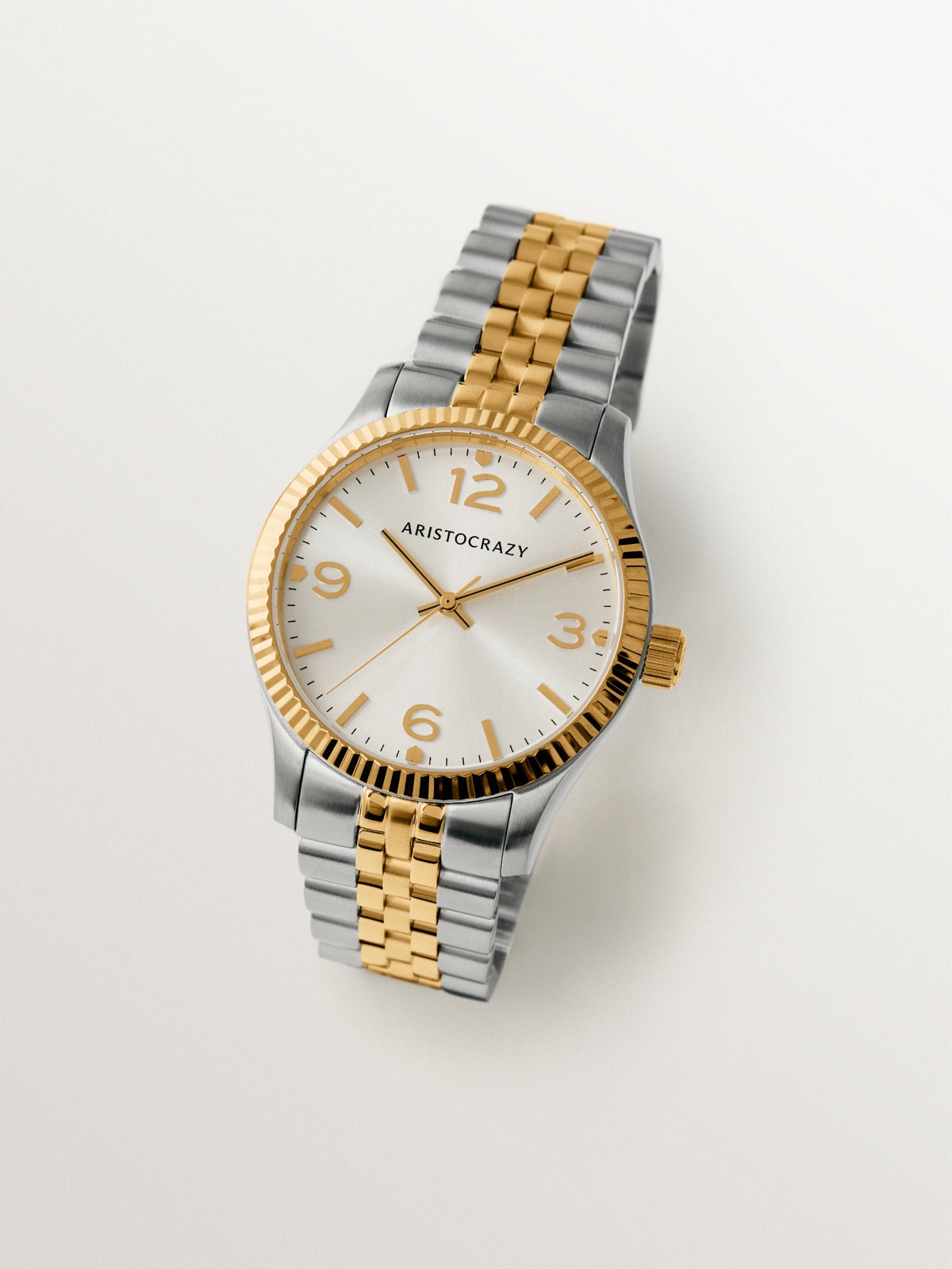 St. Barth Armis watch with two-tone gray and yellow steel strap and grayish dial