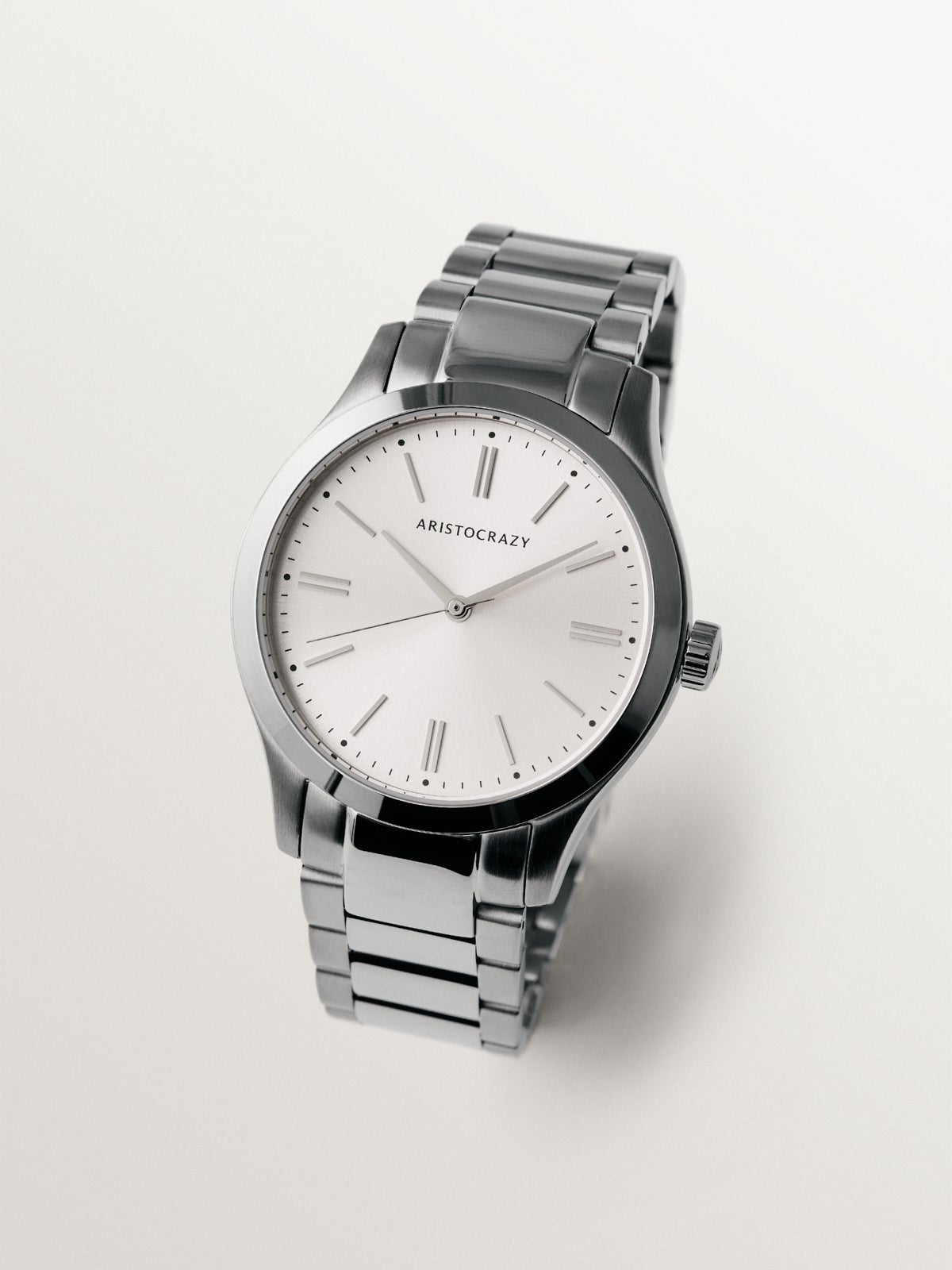 Mitte watch with grey steel strap and white dial