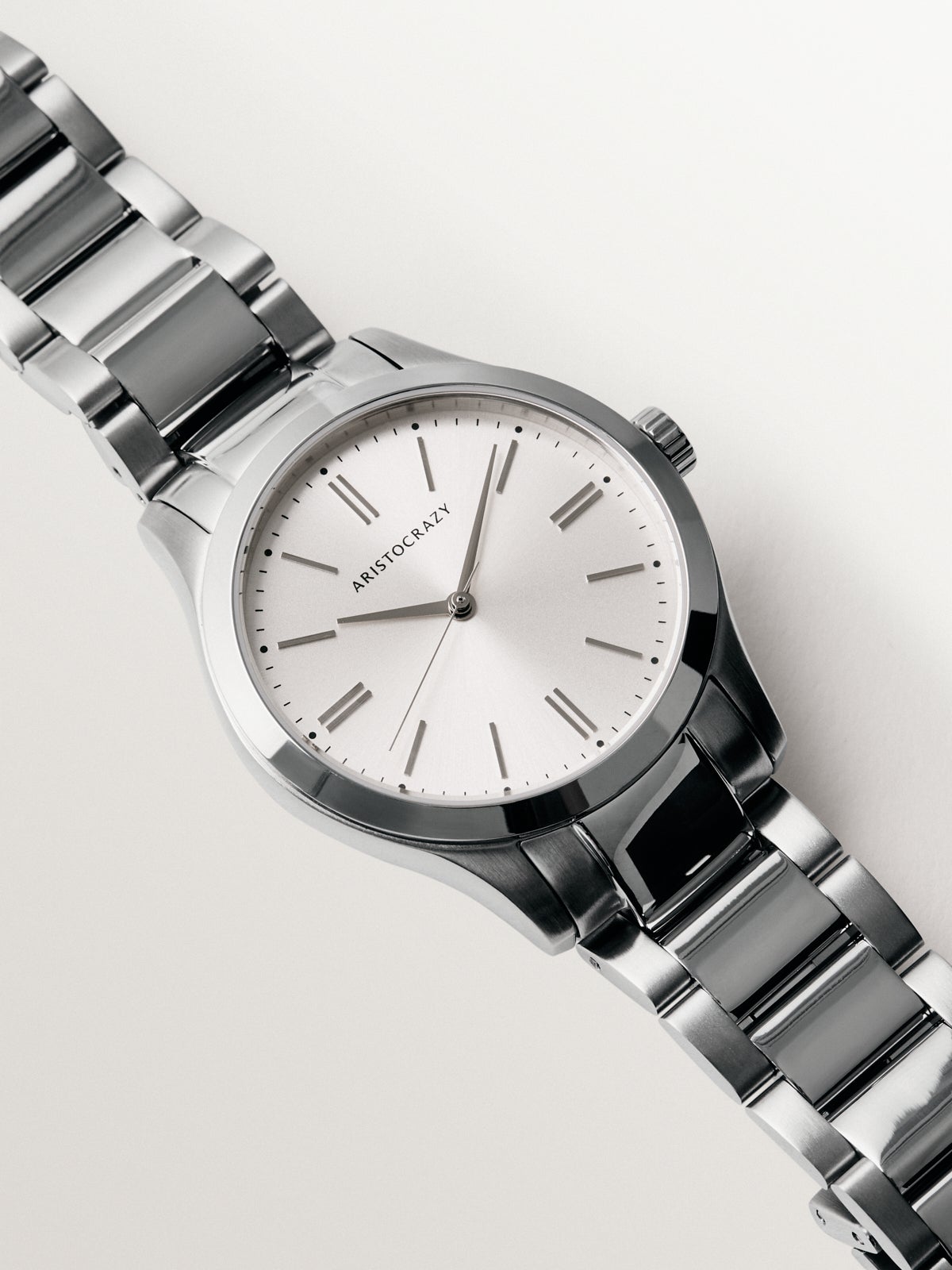 Mitte watch with grey steel strap and white dial