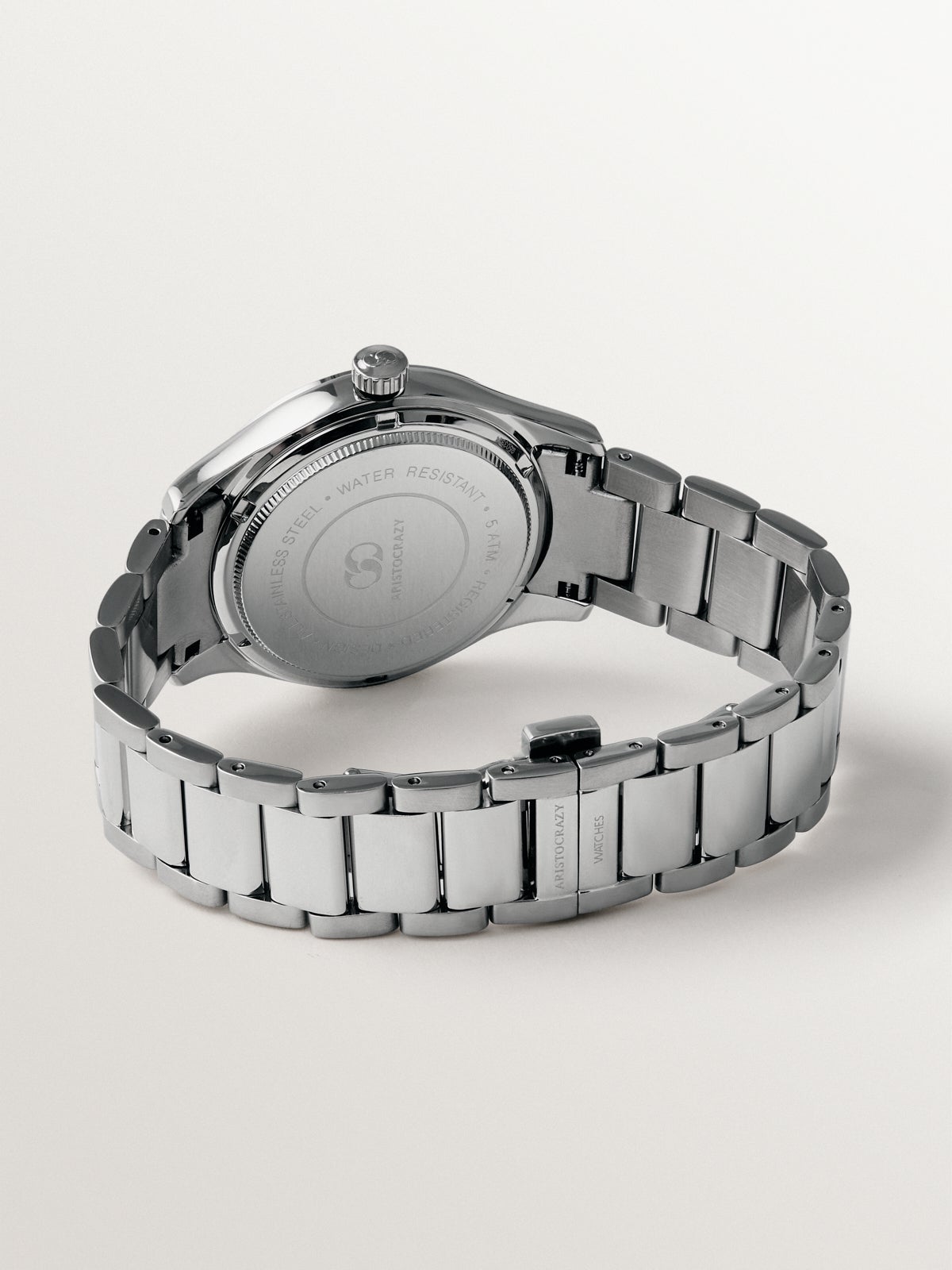Mitte watch with grey steel strap and white dial