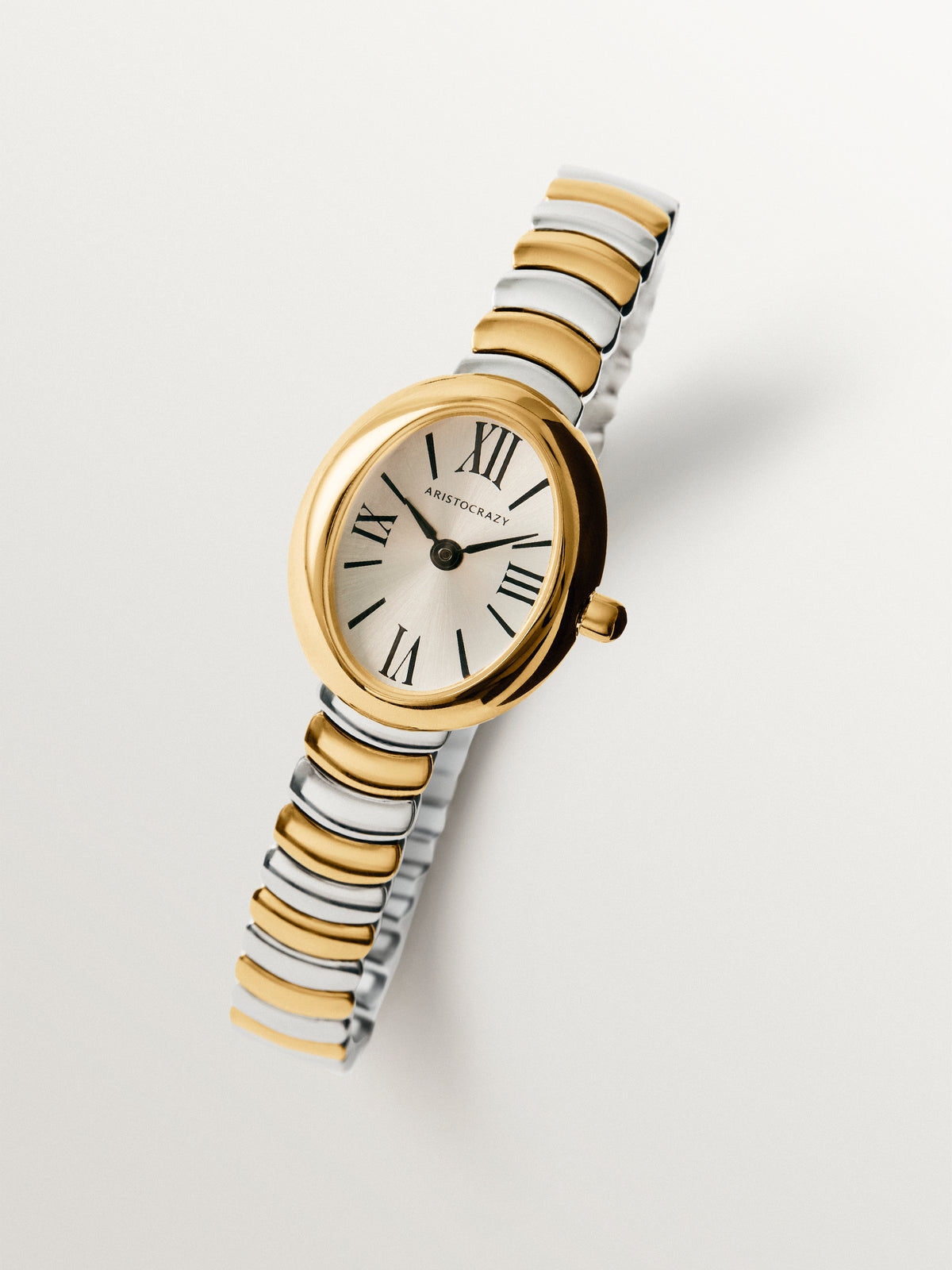 Salesas steel watch with white dial and two-tone strap
