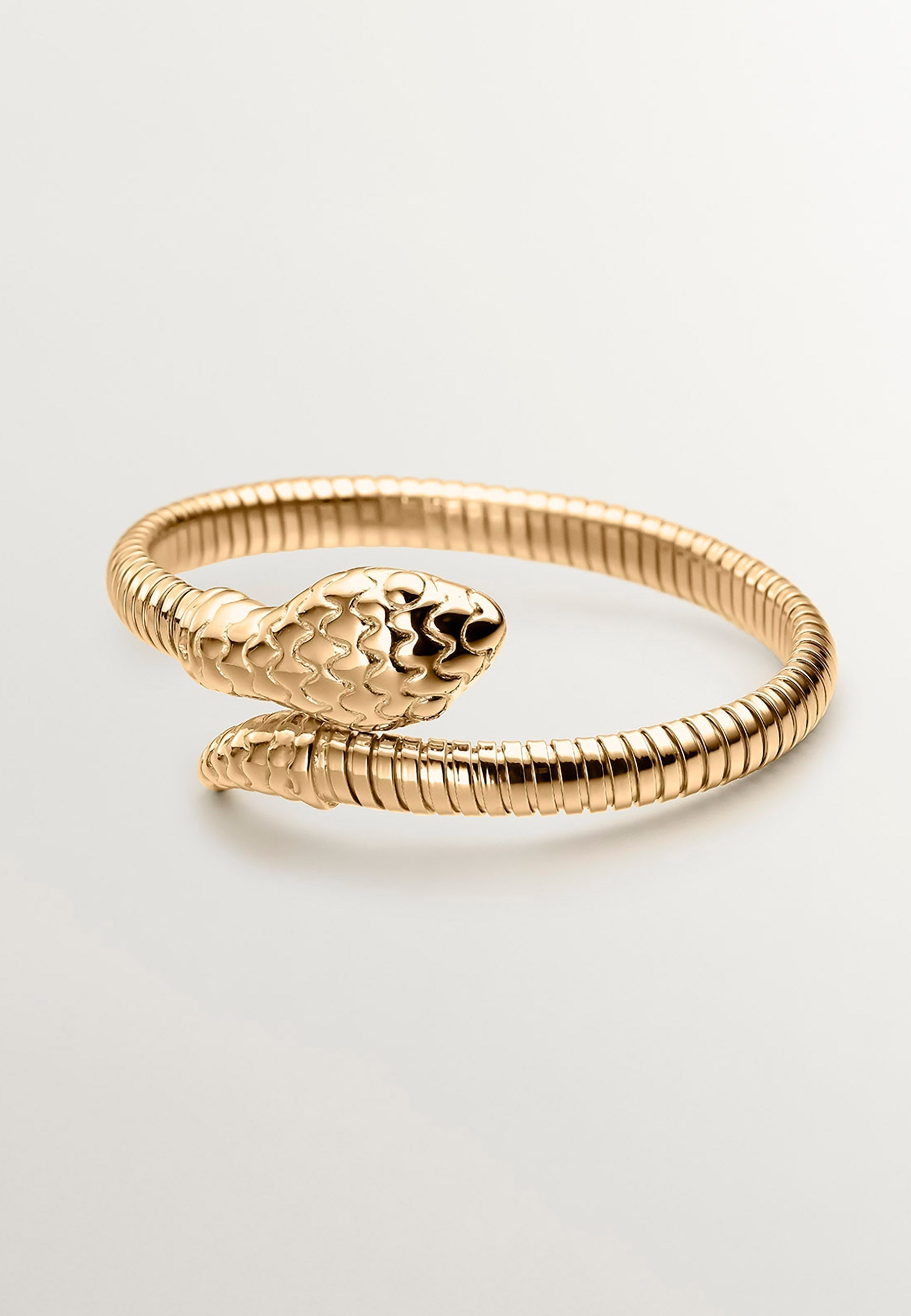 Rigid bracelet in 925 silver plated in 18K yellow gold in the shape of a snake