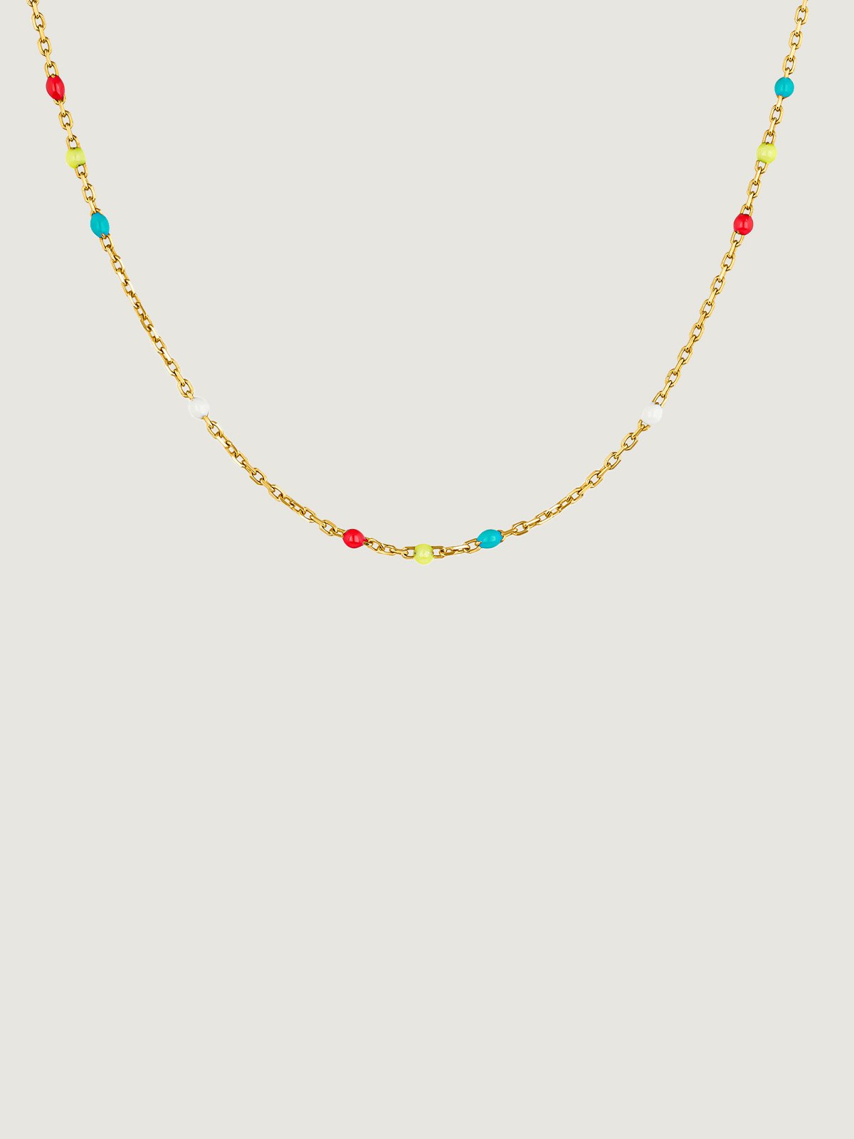 925 Silver chain dipped in 18K yellow gold with multicolor enamel.