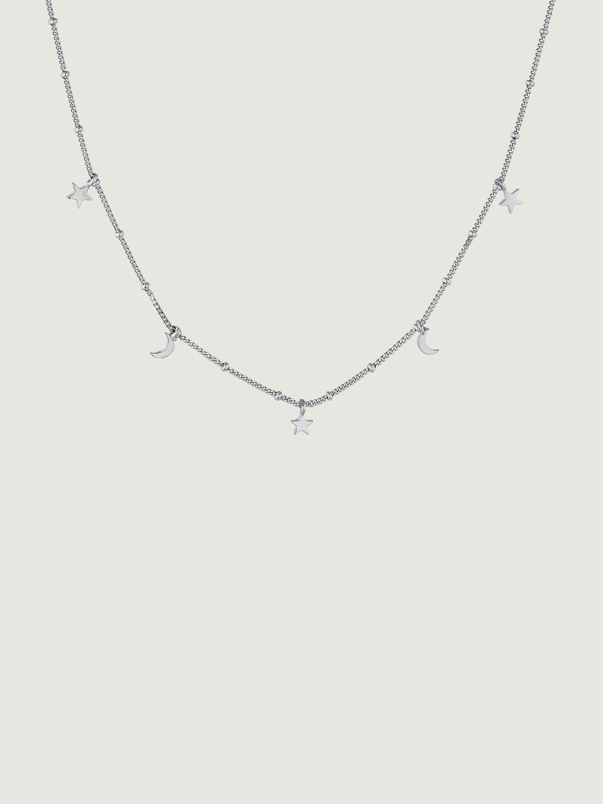 925 Silver Necklace with Stars and Moons