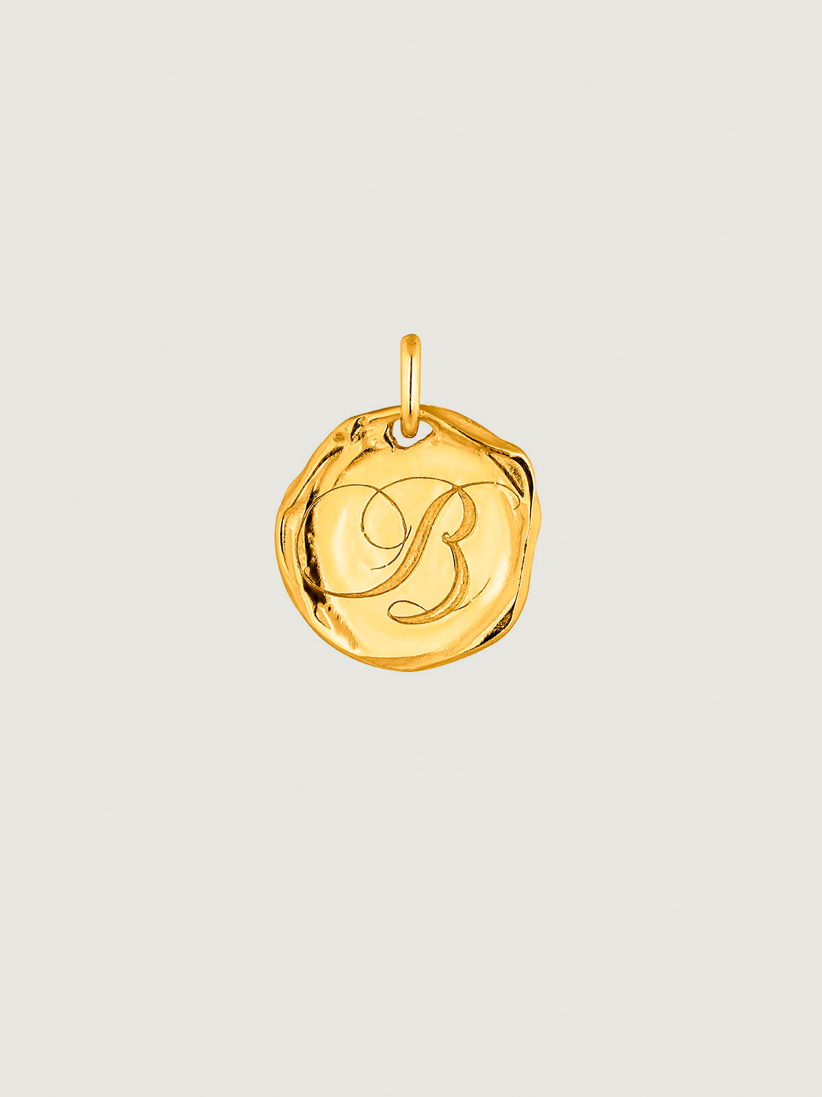 Handcrafted silver 925 charm, bathed in 18k yellow gold with initial B.